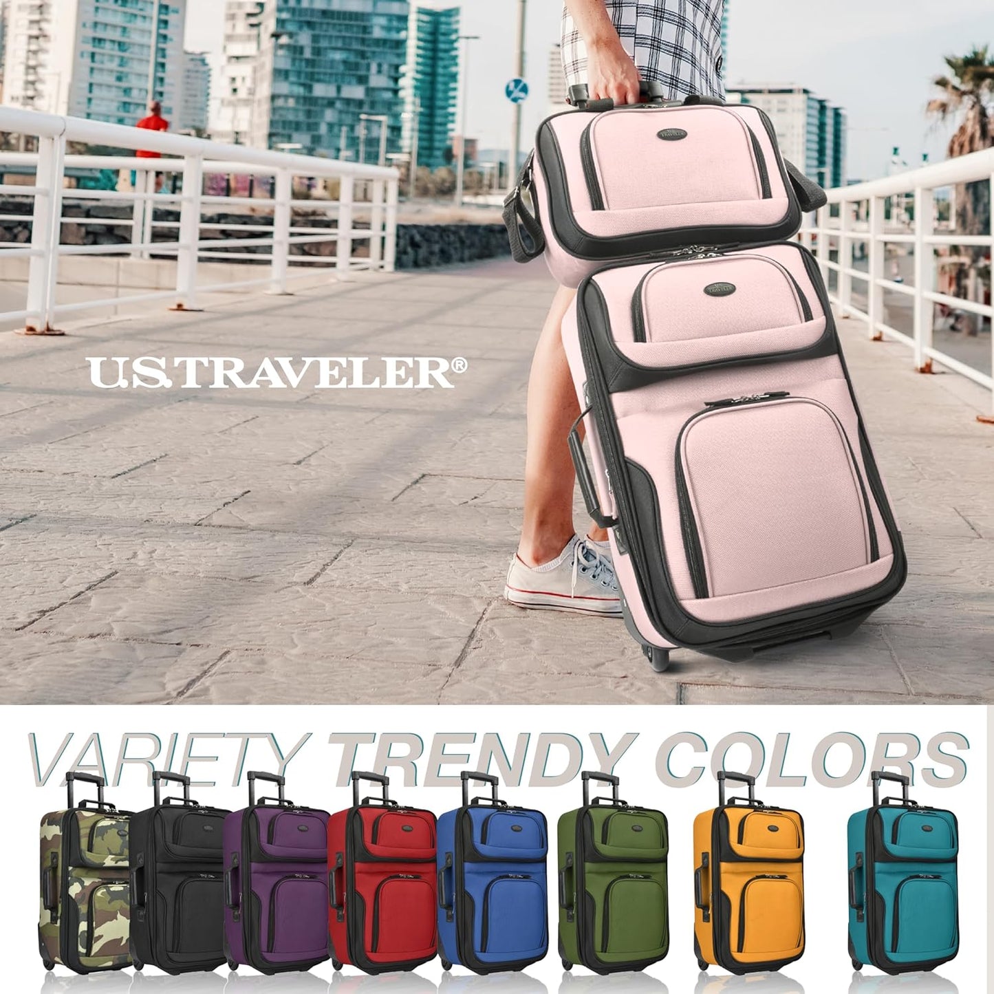Maleta de cabina con ruedas, expandible, ligera U.S. Traveler Rio,...