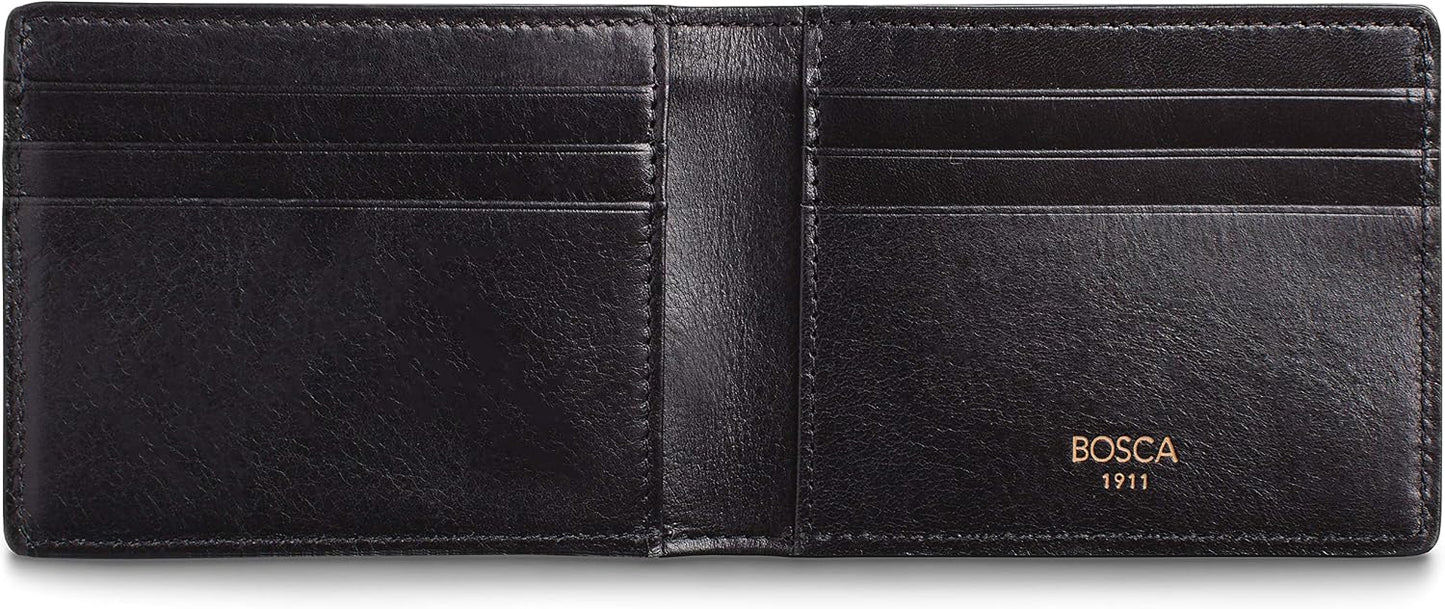 Bosca Billetera pequeña de cuero plegable para hombre, Negro -, Col...