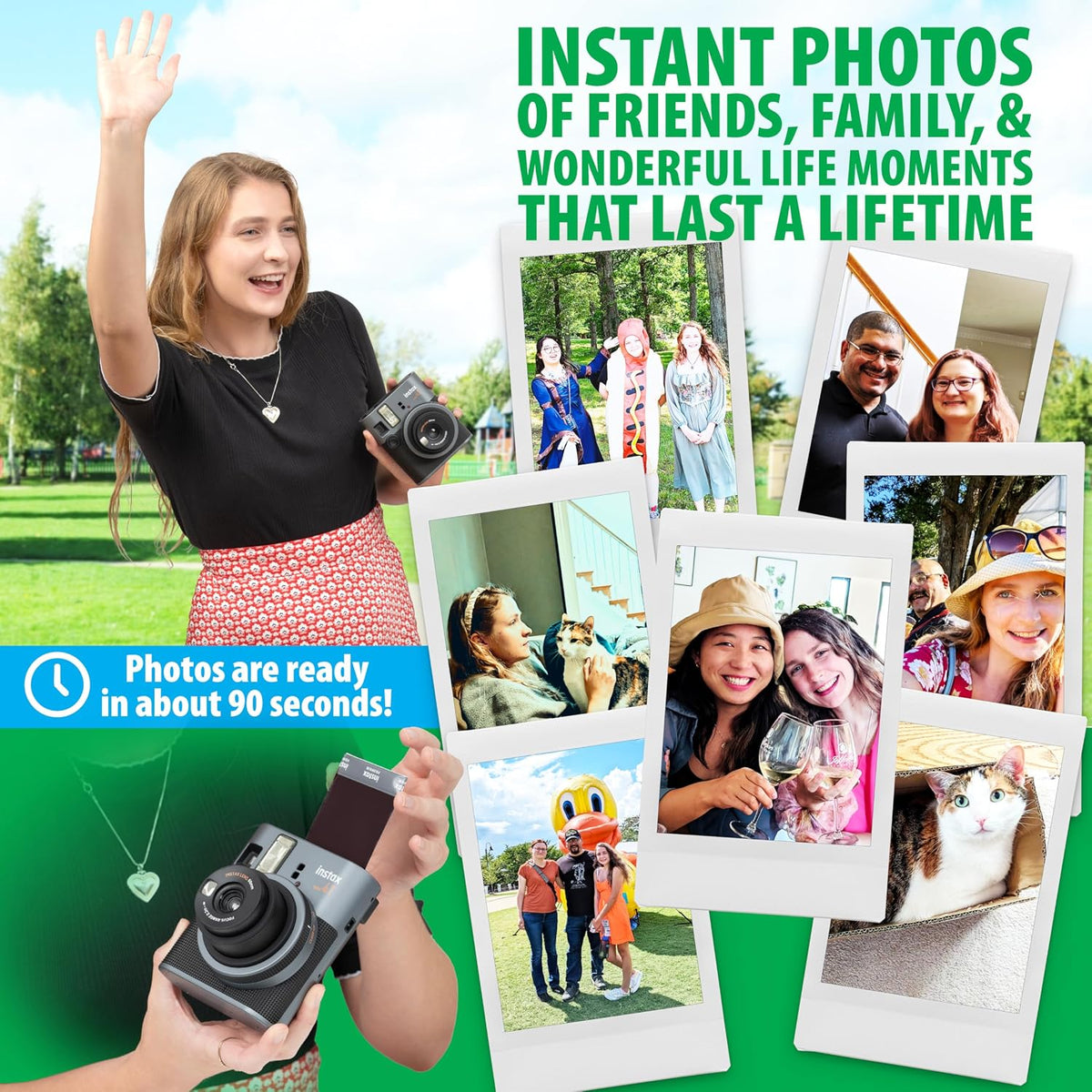 Fujifilm Cámara Instax Mini 41 de película instantánea negra + paqu...