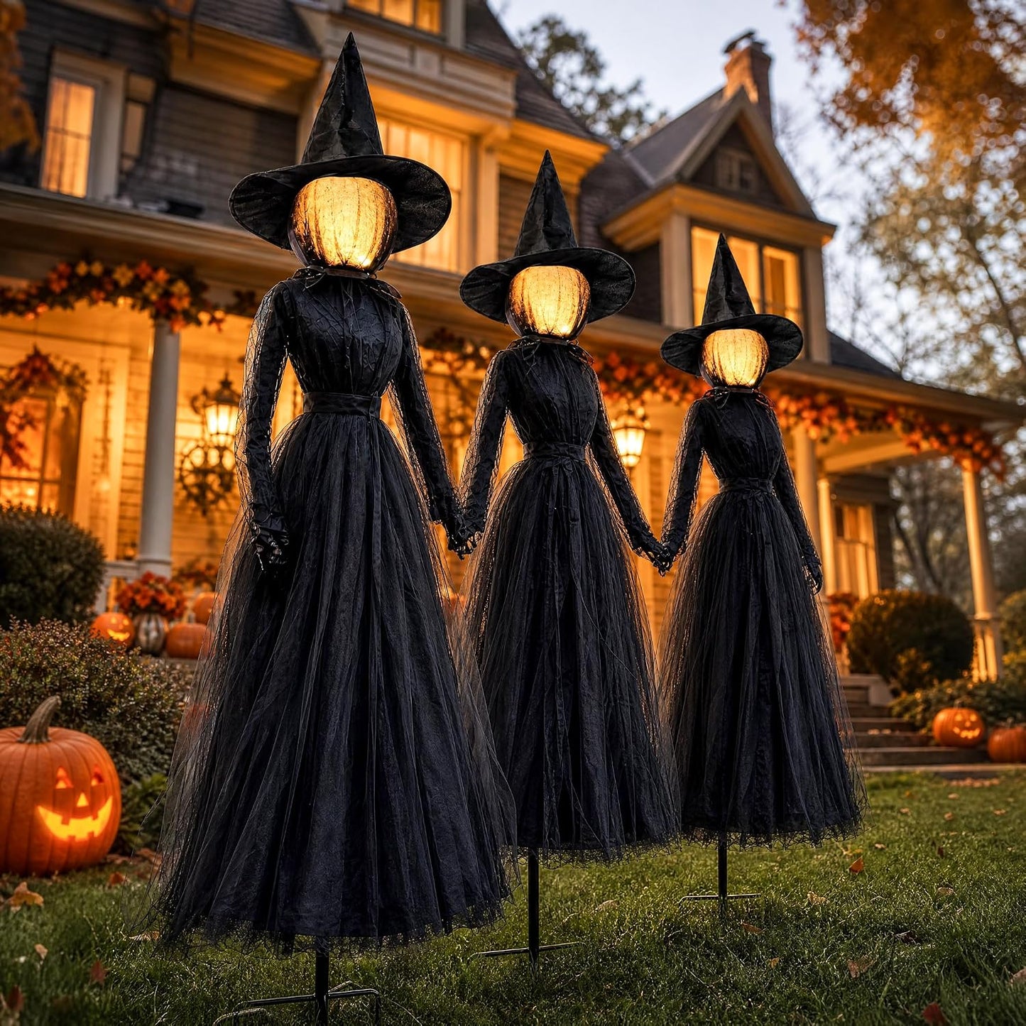 TW SHINE Decoraciones de bruja de Halloween para exteriores, juego...