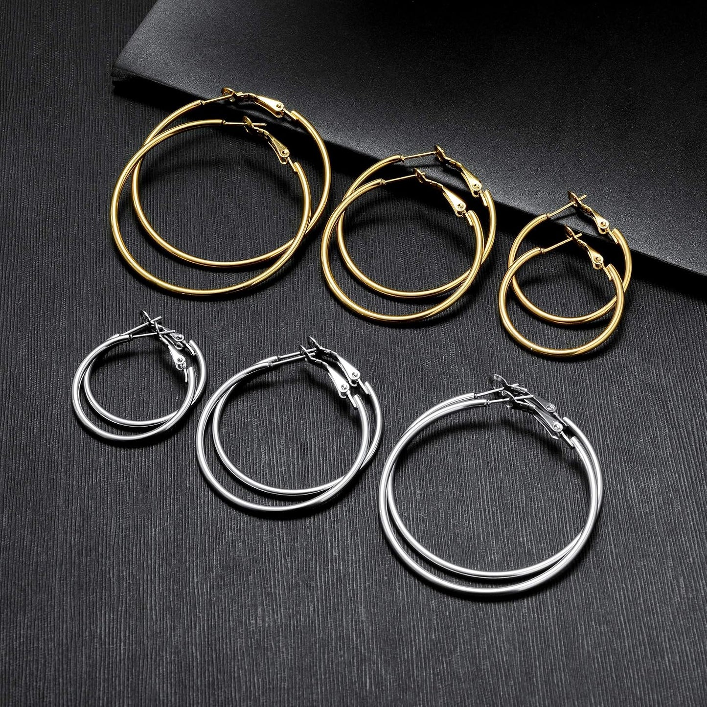 5\/12 Pares Pendientes de Aro Chapados en Oro y Plata para Mujer, J...