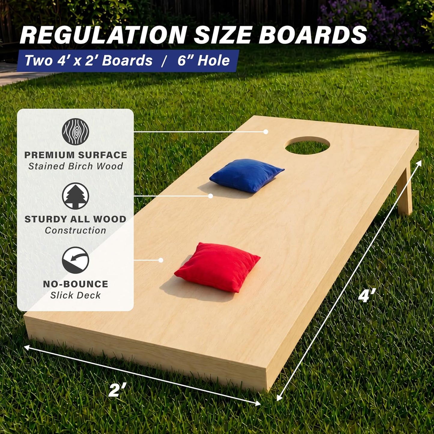 GoSports - Juegos de Cornhole de madera maciza de primera calidad -...