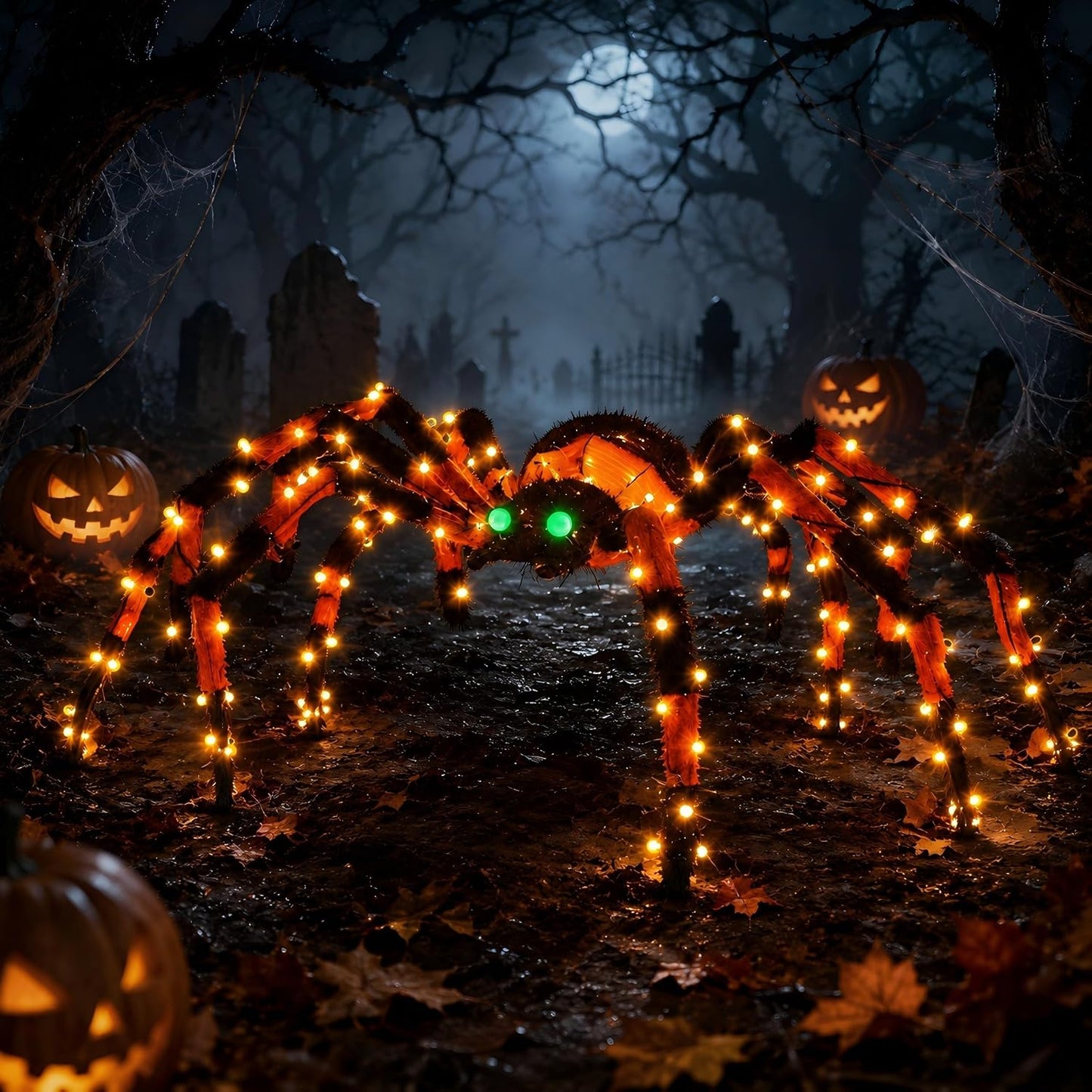Araña gigante de 4.2 pies para decoración de Halloween al aire libr...