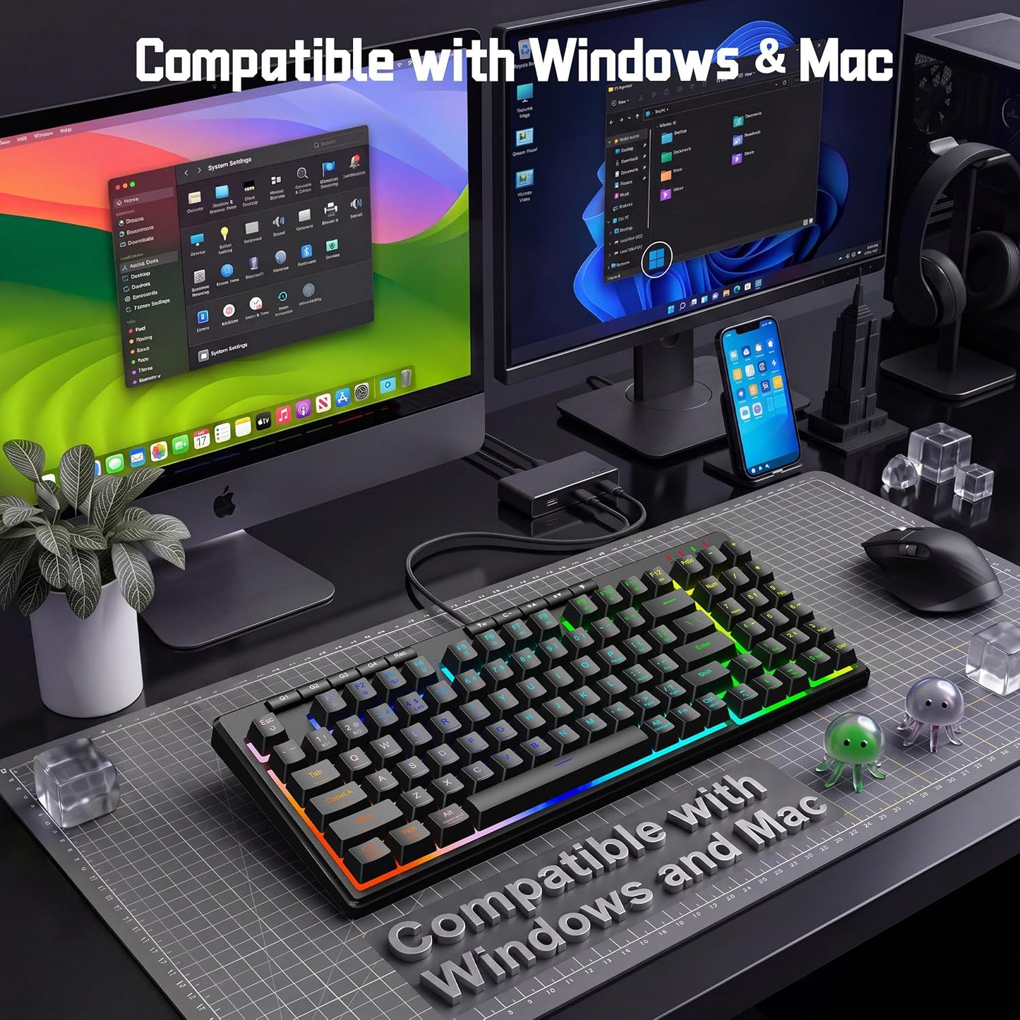 Redragon K517 Pro Teclado para juegos con cable, retroiluminación R...