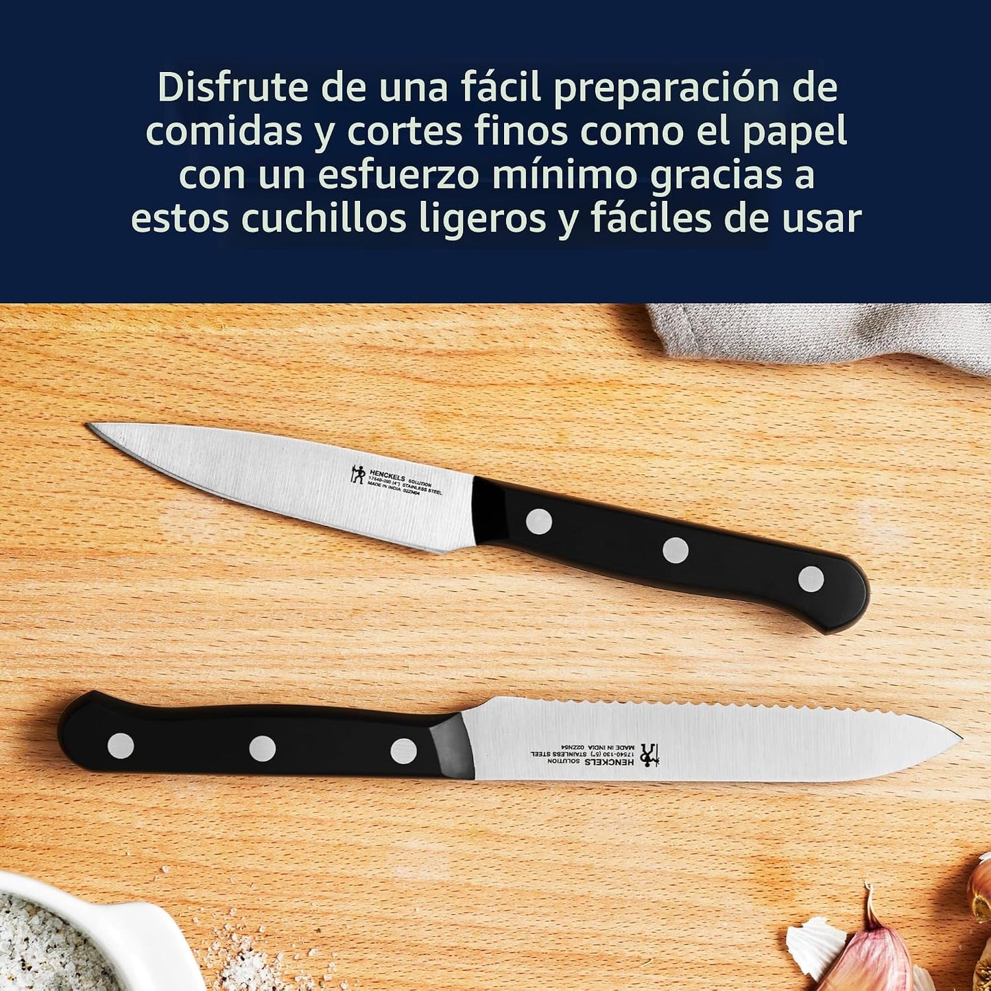 Henckels Solution - Juego de cuchillos de 7 piezas, afilado para ma...