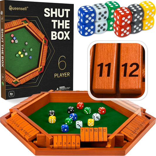 Shut The Box Game Tablero de madera para 1-6 jugadores, juego Shut...