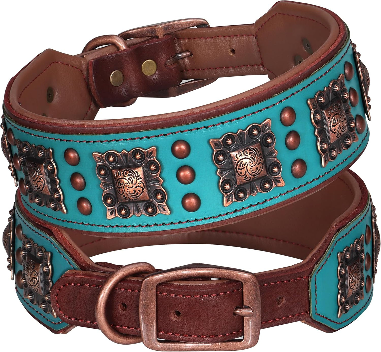PET ARTIST Collar de perro de cuero acolchado mejorado, collares de...