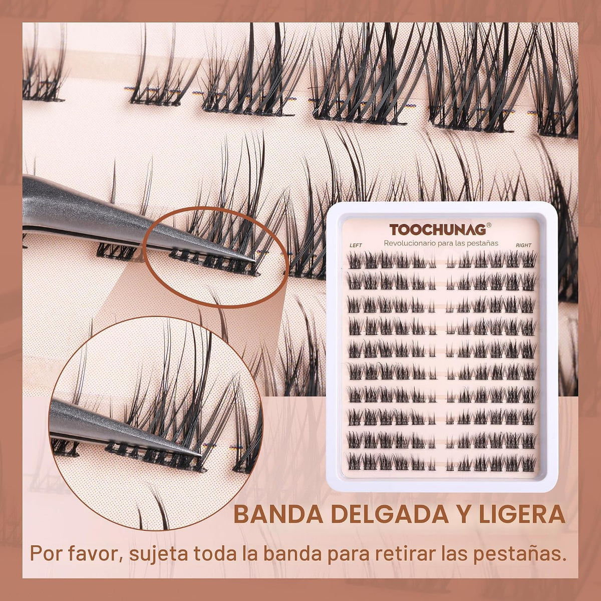 TOOCHUNAG Wispy - Extensiones de pestañas en racimo naturales, 3D,...