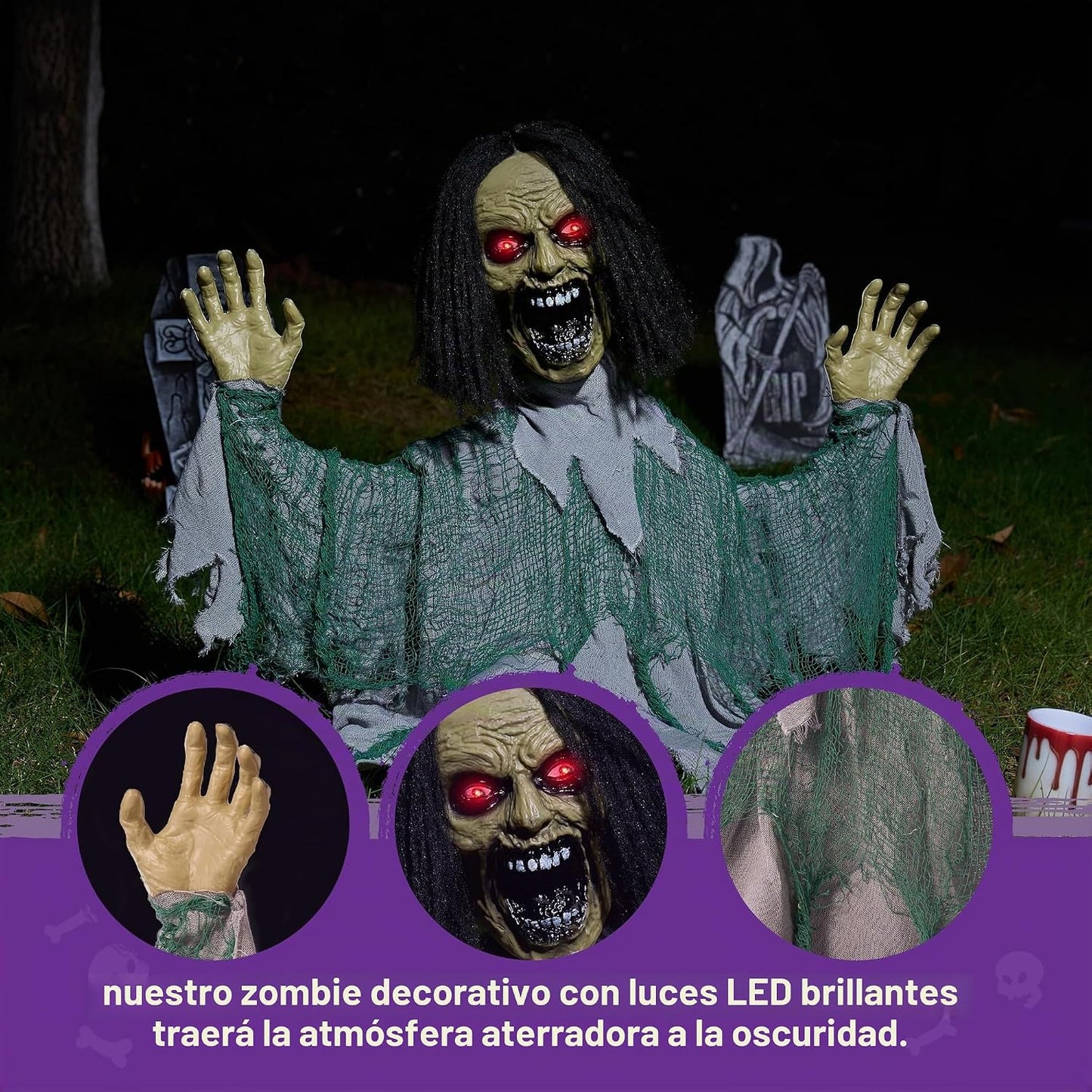 JOYIN Decoraciones animatrónicas de Halloween para exteriores, romp...
