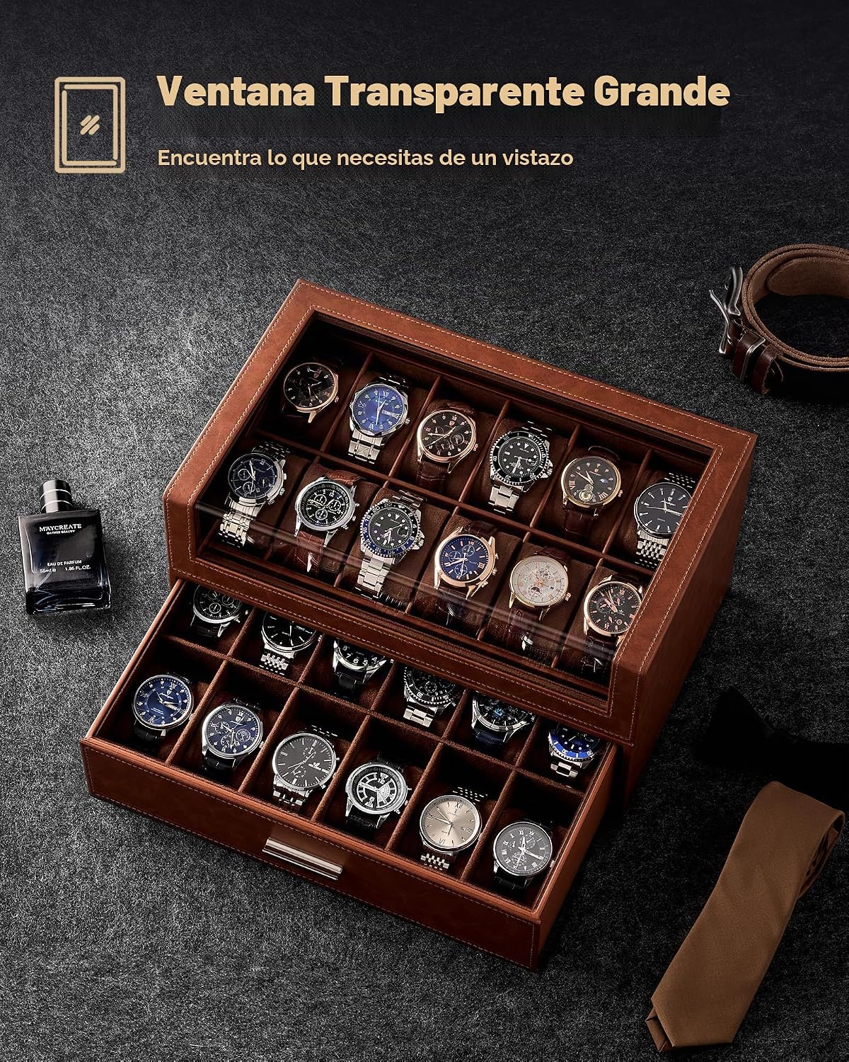 ProCase Caja de reloj para hombres, soporte de exhibición de reloj...