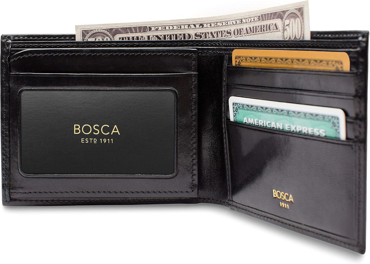 Bosca Bifold para hombre con tarjeta\/solapa de identificación, Neg...