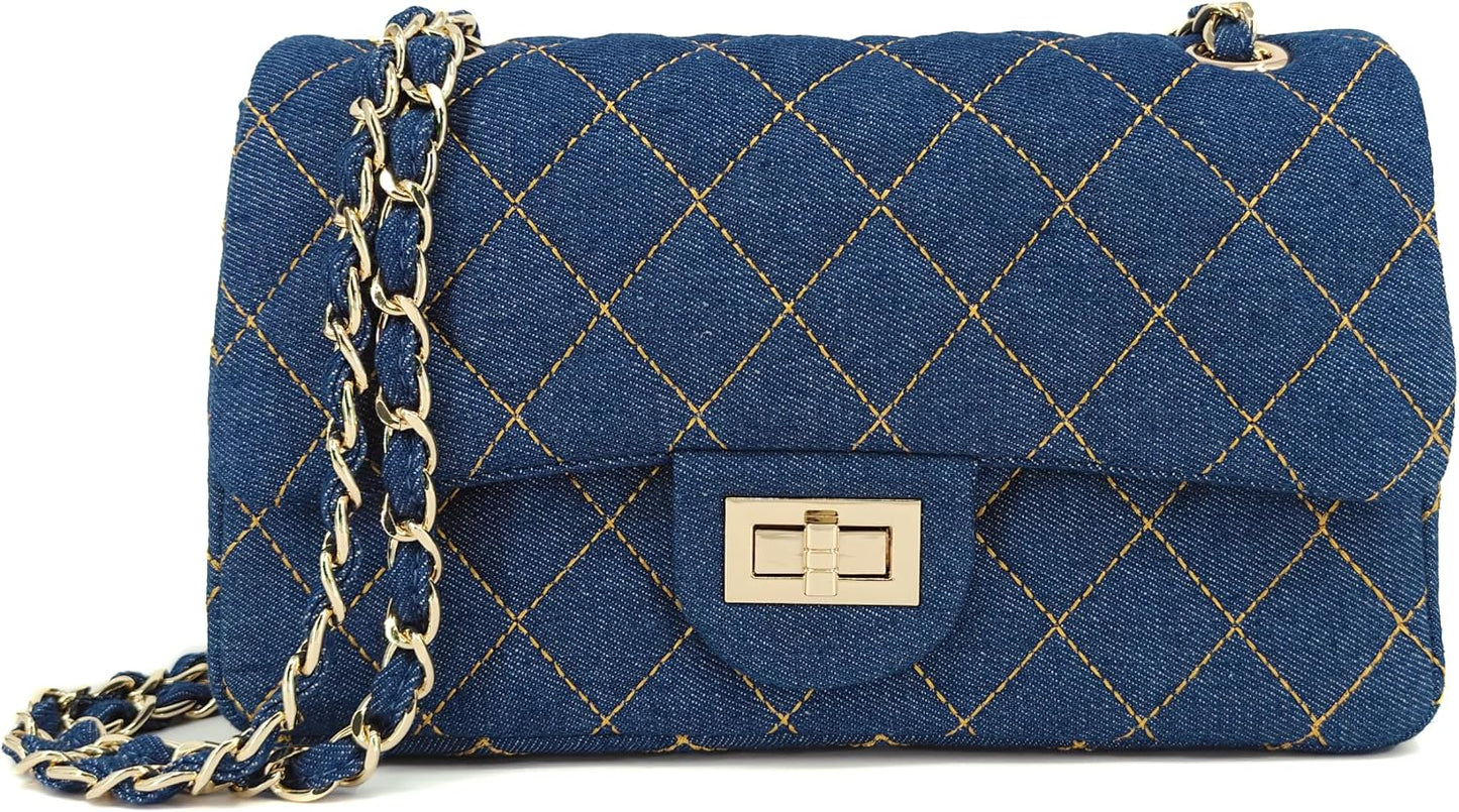 M-ioi-M Bolsos cruzados acolchados de mezclilla para mujer, bolsos...