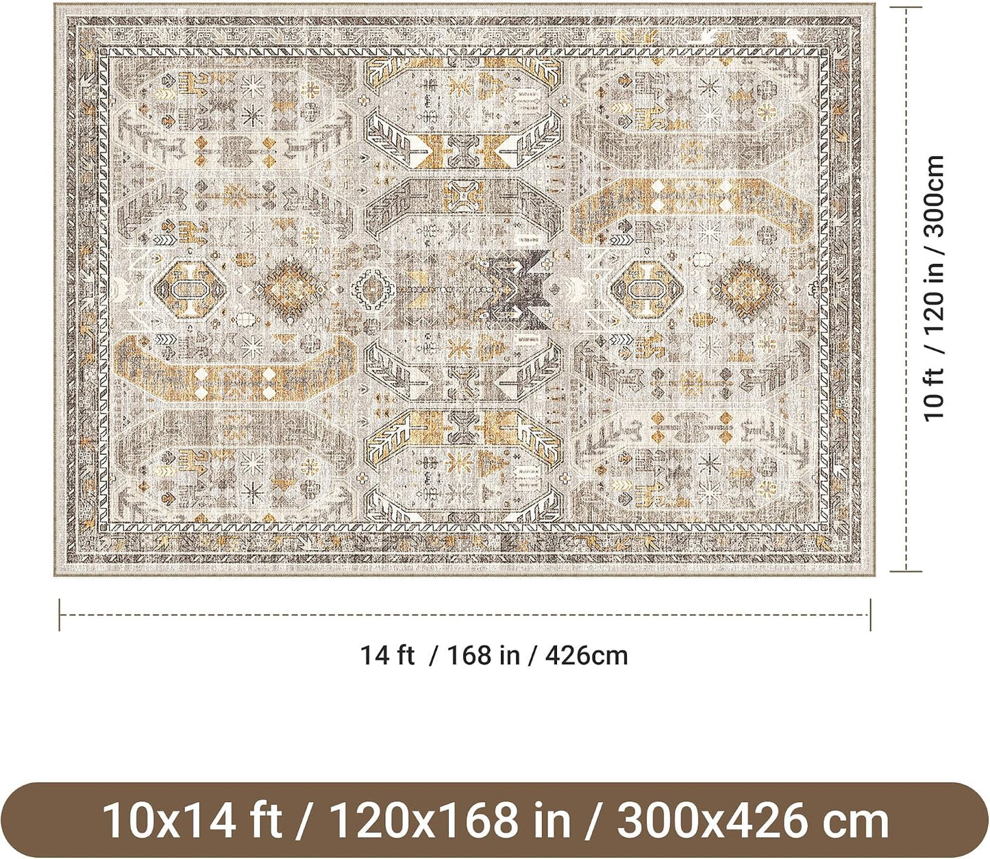 befbee - Alfombras lavables ultrafinas de 10 x 14 pies, antidesliza...