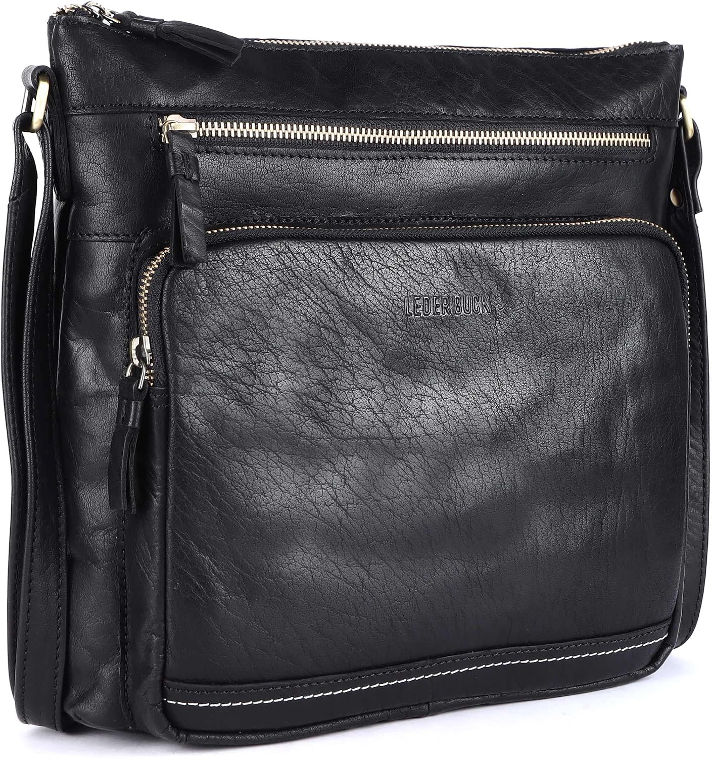 LEDERBUCK Olga - Bolso bandolera extragrande de piel auténtica para...