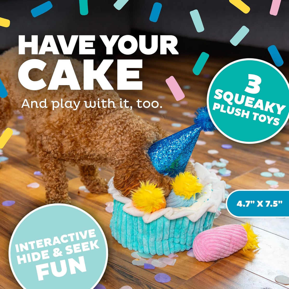 Outward Hound Hide A Birthday Cake, rompecabezas de peluche con tem...