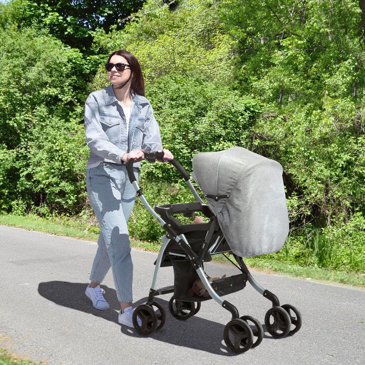 Jeep Unlimited - Cochecito con manija reversible, tweed gris