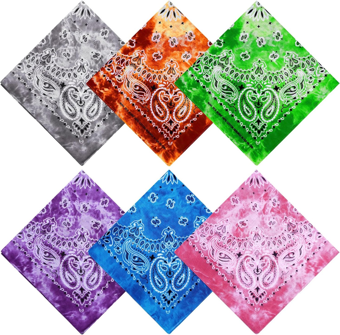 URATOT Paquete de 6 bandanas de algodón con estampado de cachemira...