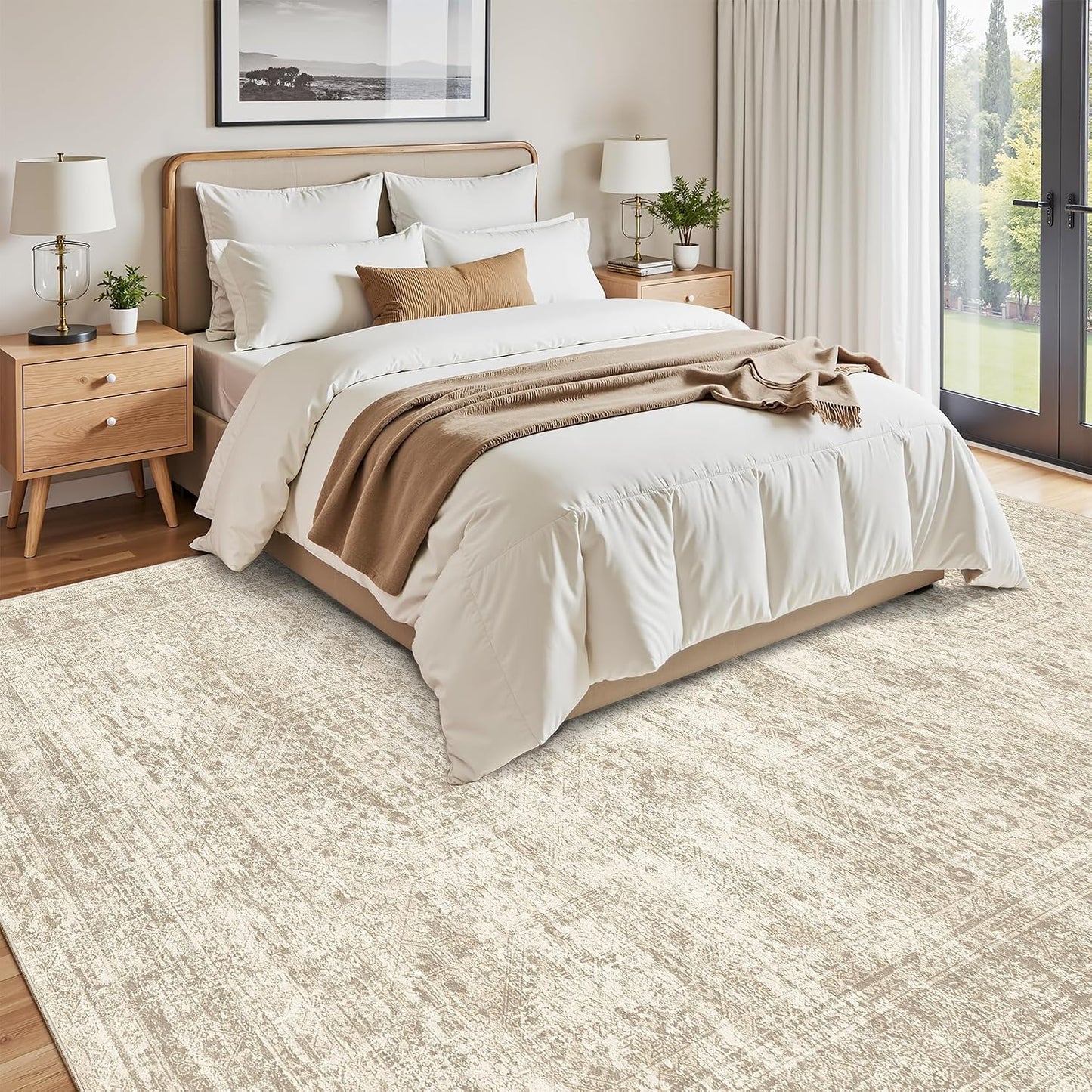 Soalmost - Alfombra lavable de 8 x 10 pies, grande, suave, color be...