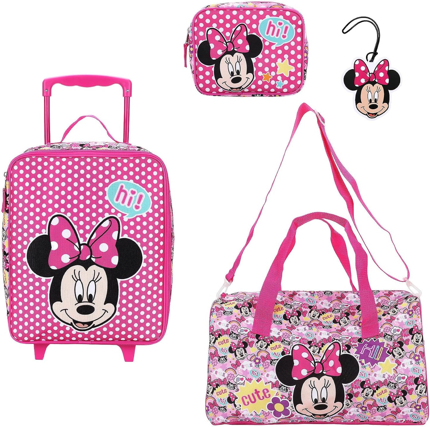 Bioworld Minnie Mouse Classic - Juego de equipaje de 4 piezas para...