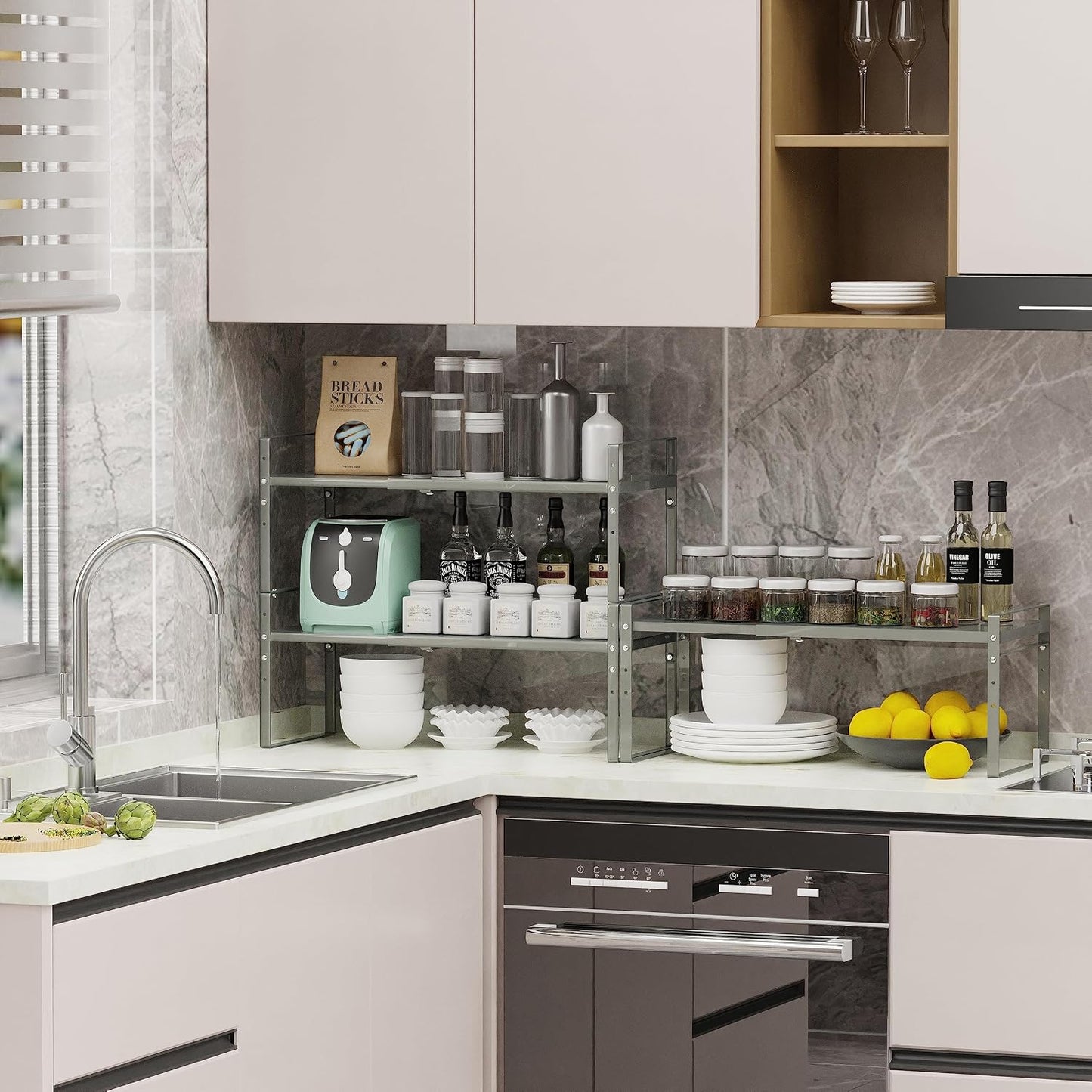 Jojocross Estante organizador de especias apilable expandible en ga...