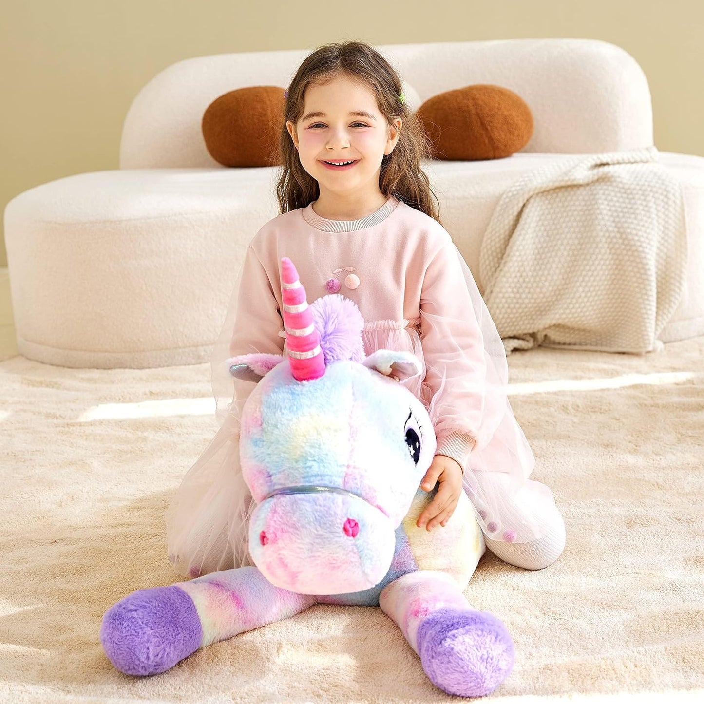 IKASA Juguete de peluche de unicornio gigante, juguetes suaves gran...