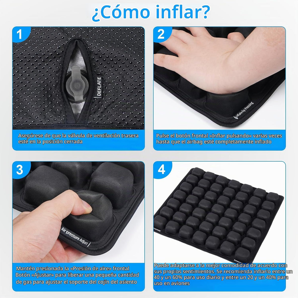 Sodurue - Cojín de viaje, cojín de asiento de avión para vuelos lar...