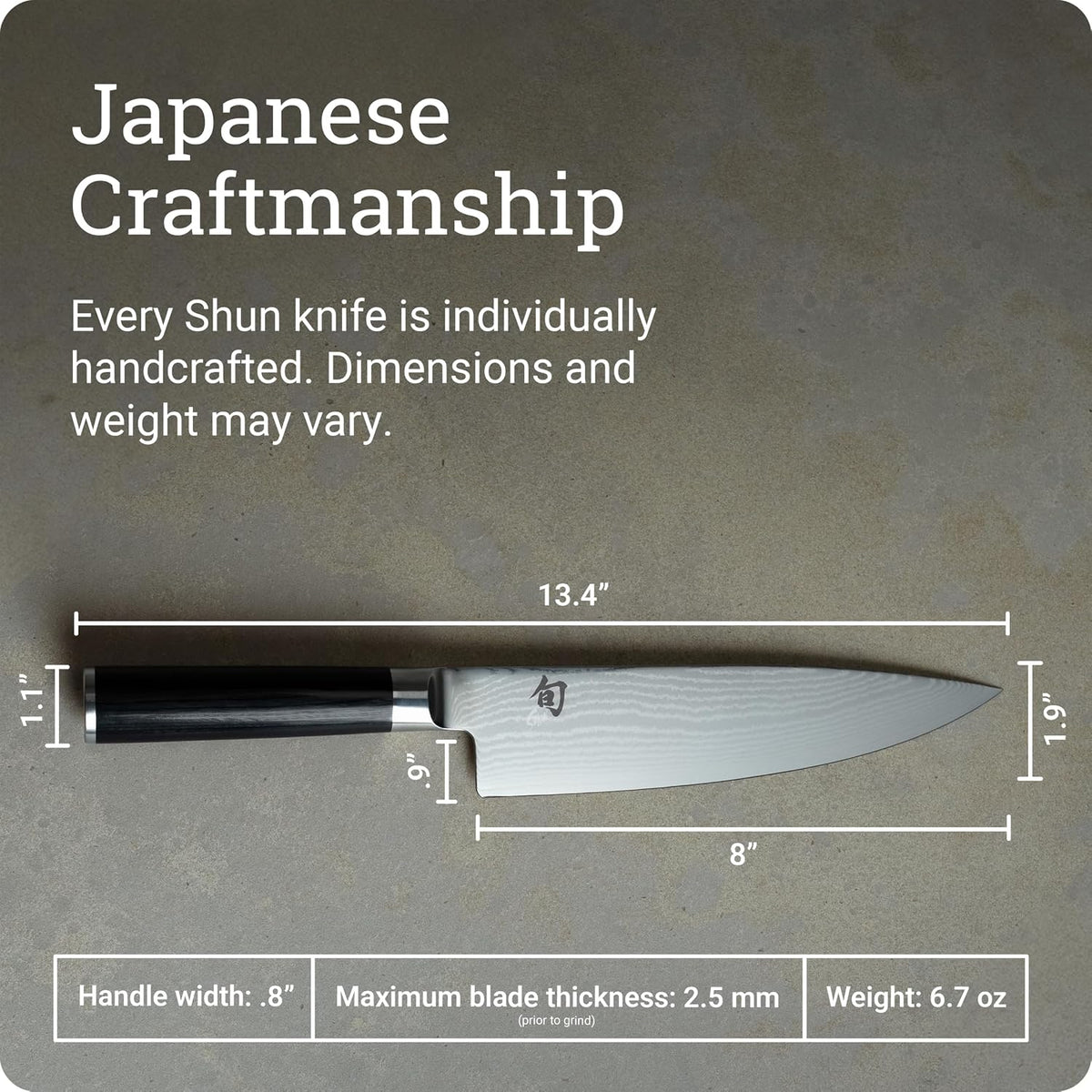 Shun cuchillo clásico para chef, 8 pulgadas, Negro | Cuchillo de co...