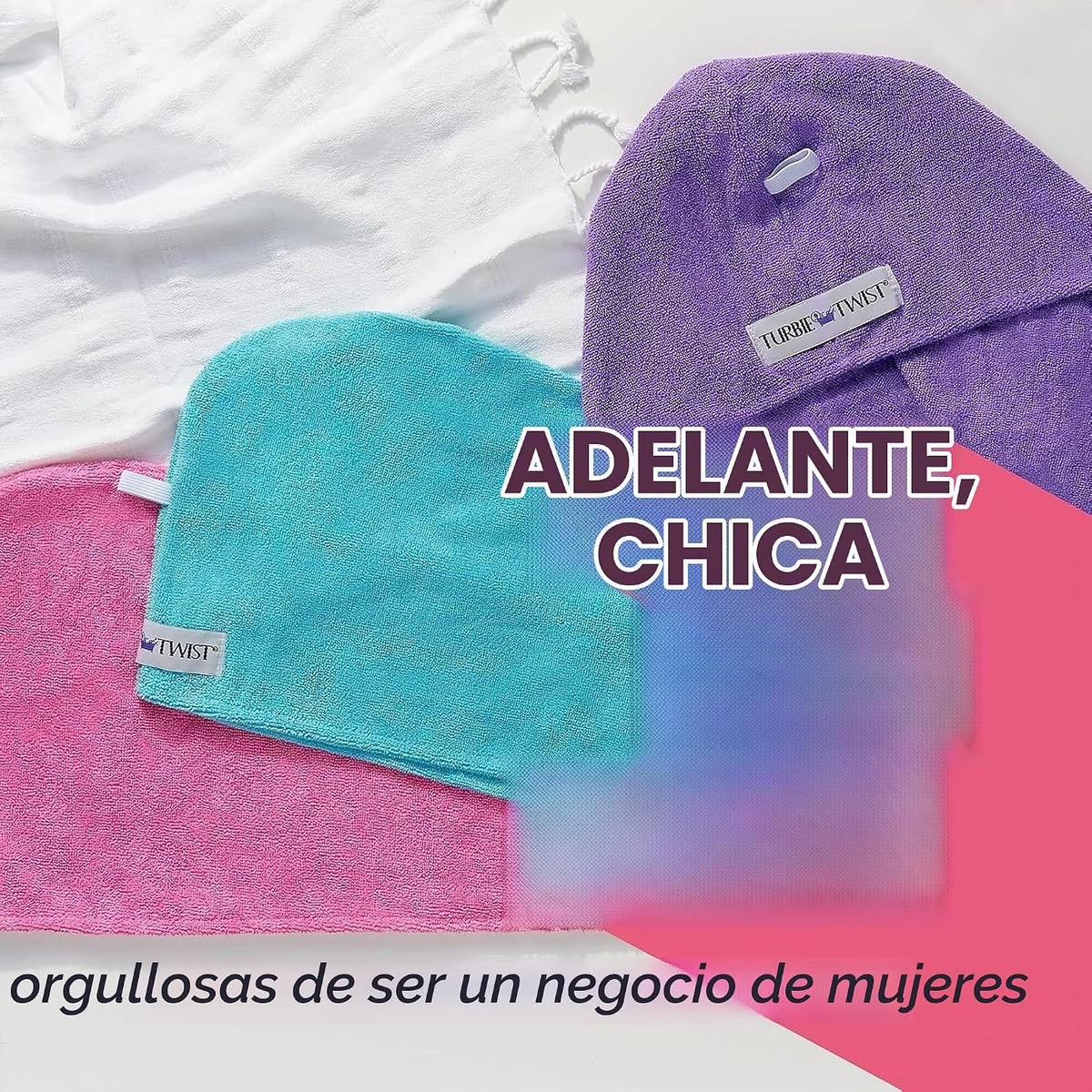 Turbie Twist - Toalla de microfibra extra larga, color blanco y bla...