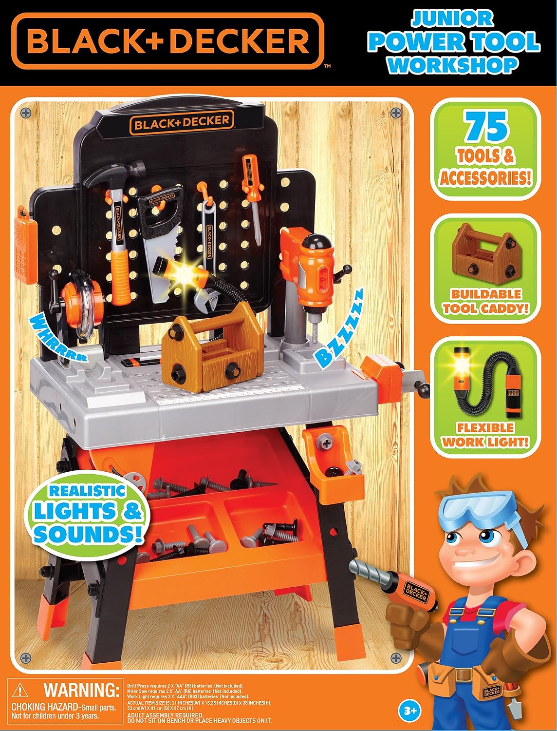 Black+Decker Banco de trabajo para niños - Taller de herramientas e...