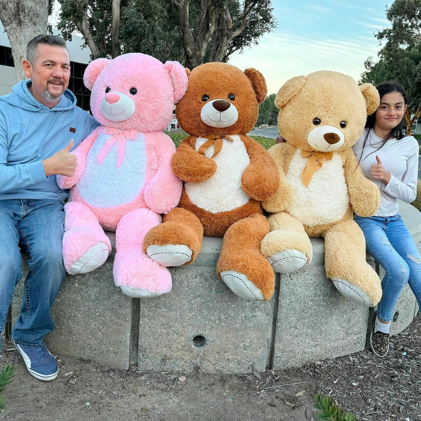 MorisMos Oso de peluche gigante de 4 pies, 51 pulgadas, oso rosa gr...