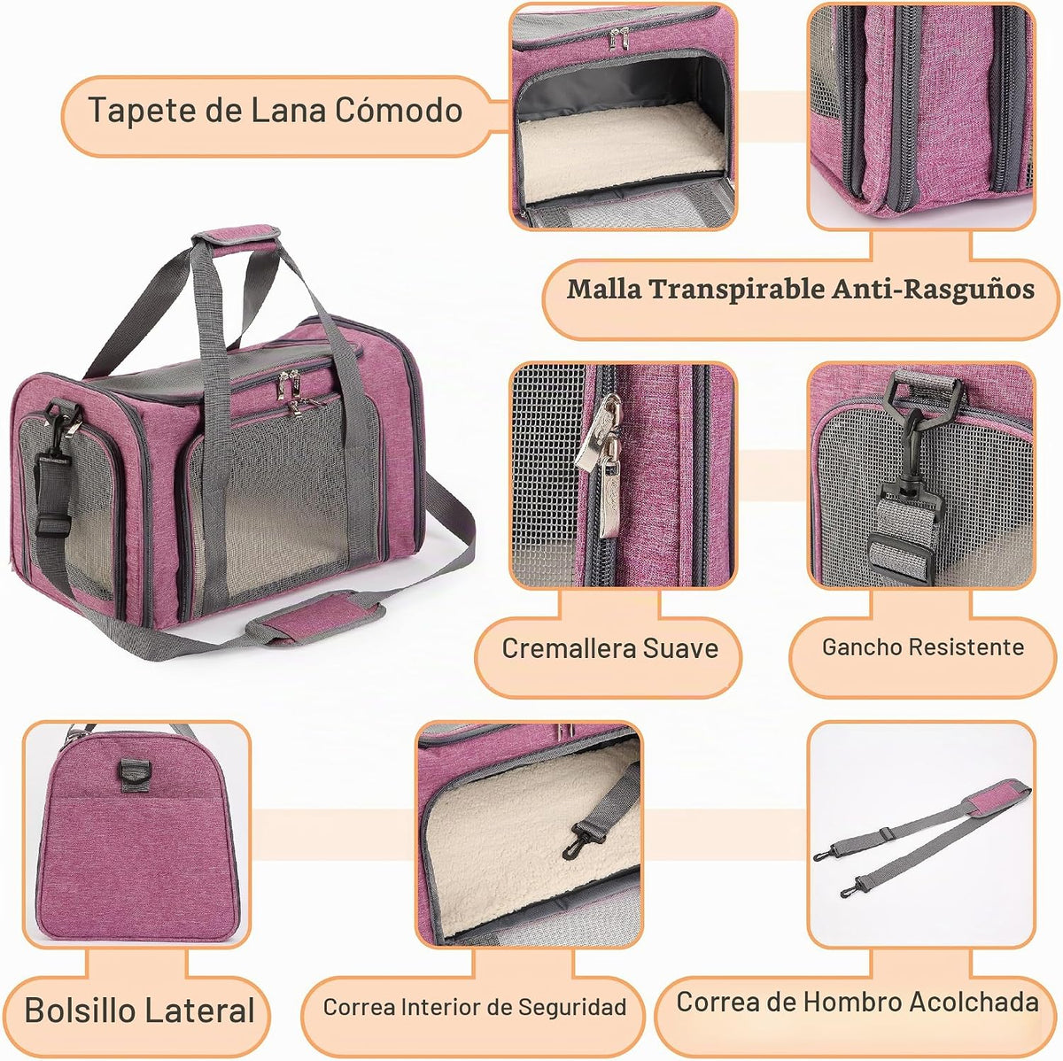 Mr. Pen - Transportador para mascotas, rosa, transportador de lados...
