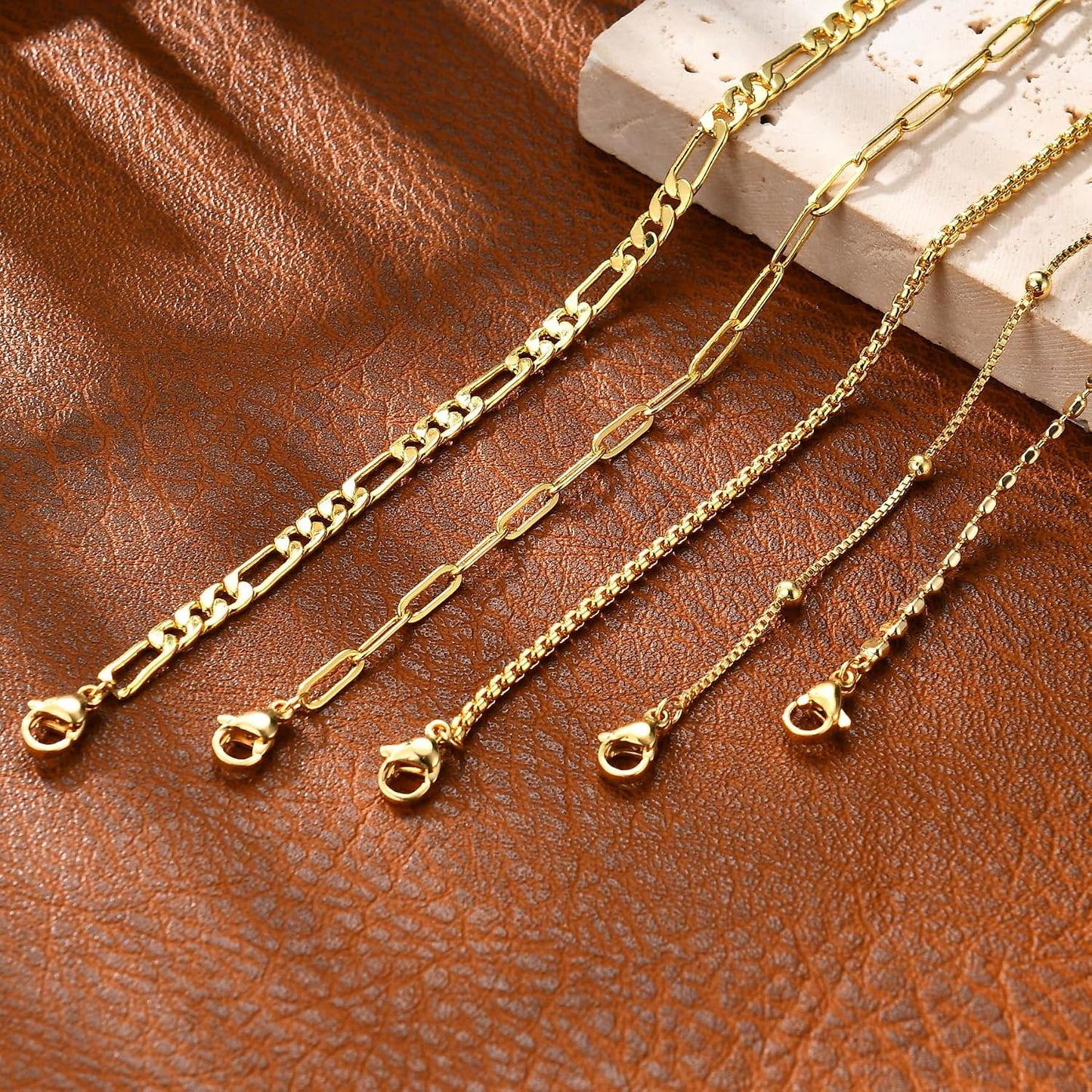 Striviio Pulseras de oro para mujer, chapado en oro de 14 quilates,...