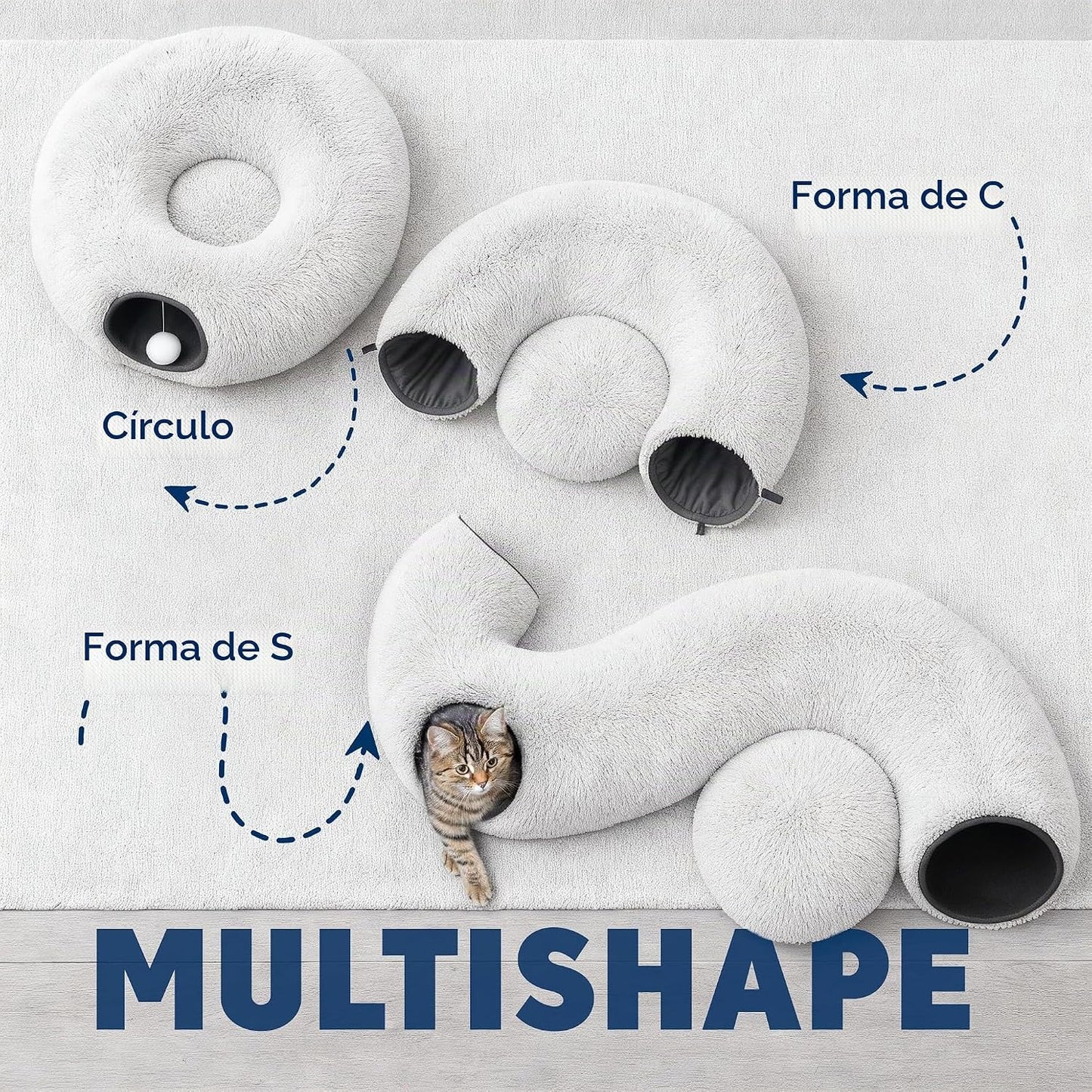 Cama túnel de dona para gatos, túneles para gatos de interior, esco...