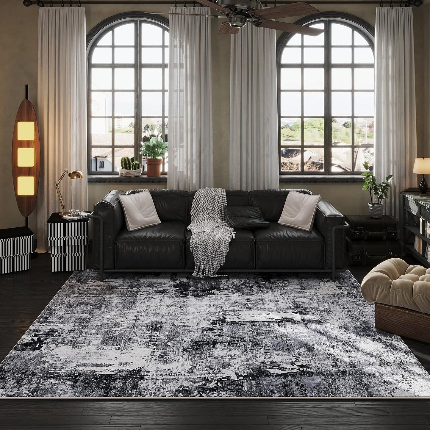 Rugcomf - Alfombra de área lavable de 5 x 7 pies, diseño bohemio, s...
