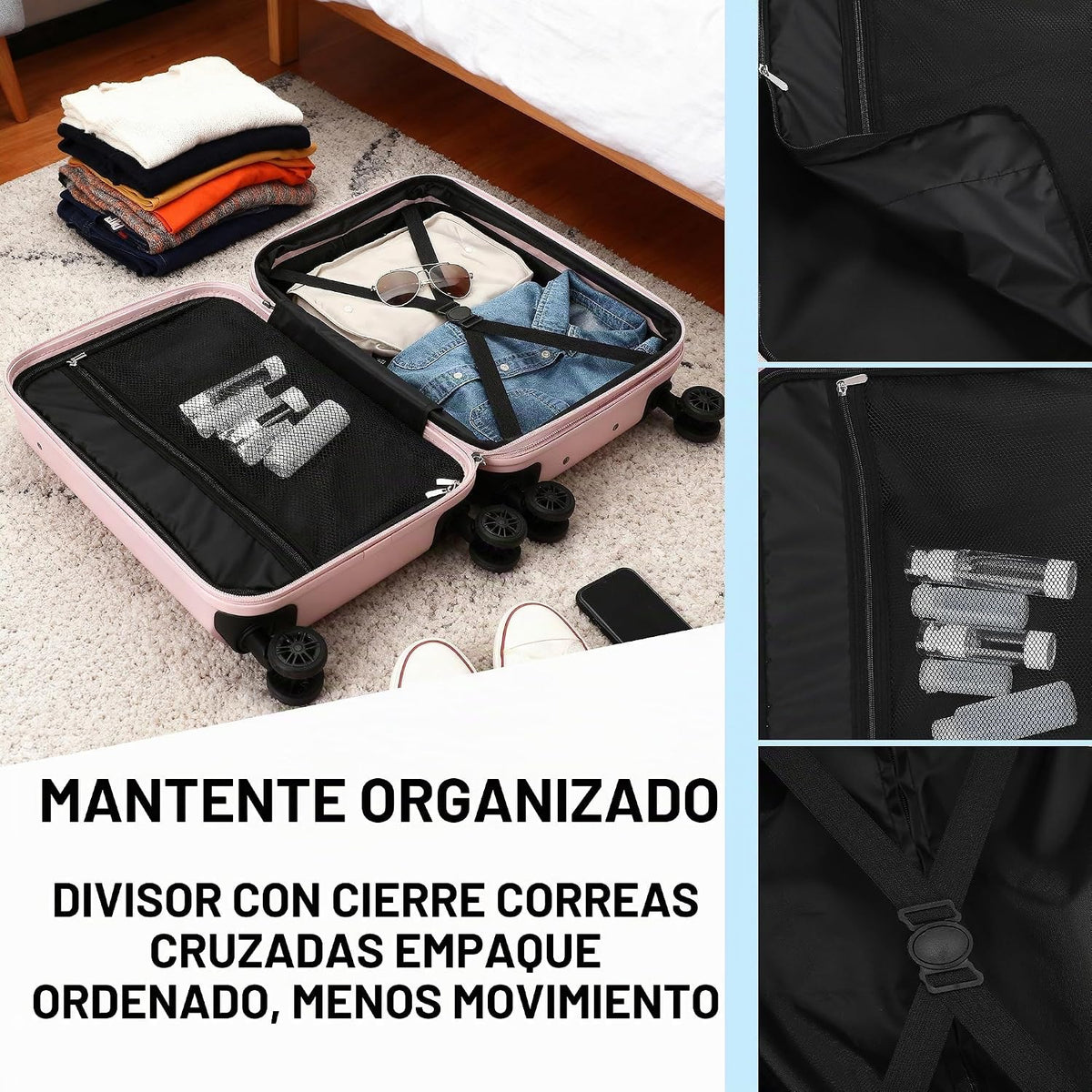 Bioworld Equipaje de mano rígido con ruedas, Minnie Mouse Classic M...