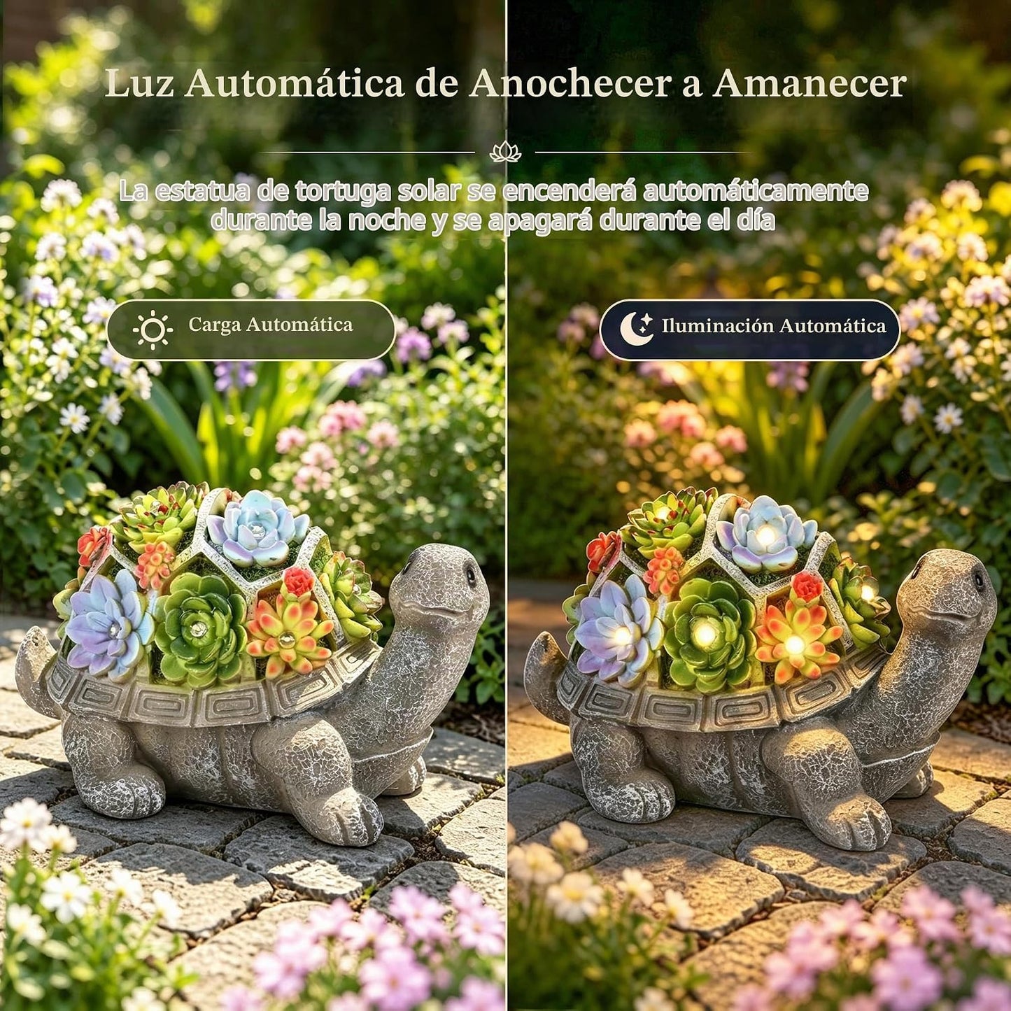 Estatuas de jardín solar GIGALUMI Figura de tortuga Luces para exte...