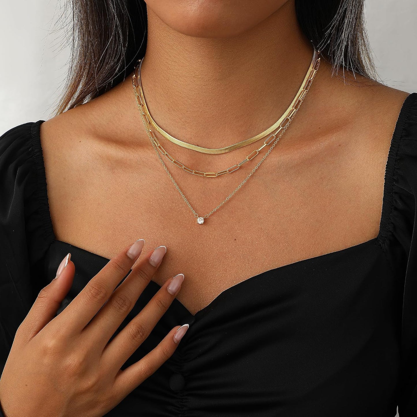 Coshilta Collares de oro en capas para mujer, chapado en plata de l...