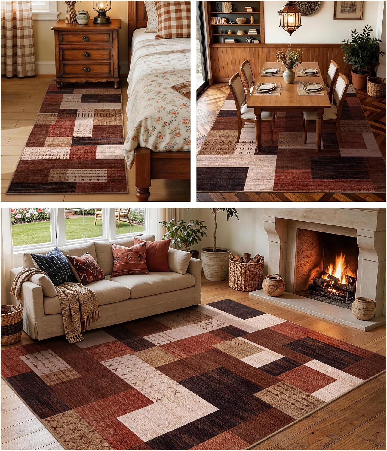 YIHOUSE Alfombra moderna marrón de 5 x 7 pies para sala de estar, a...