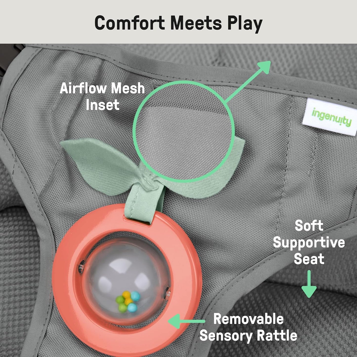 Ingenuity Stow &amp; Go - Portabebés plegable compacto, asiento por...