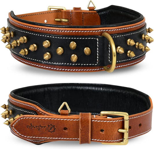 Leatherific - Collar de piel auténtica para perro, cuero bridle de...
