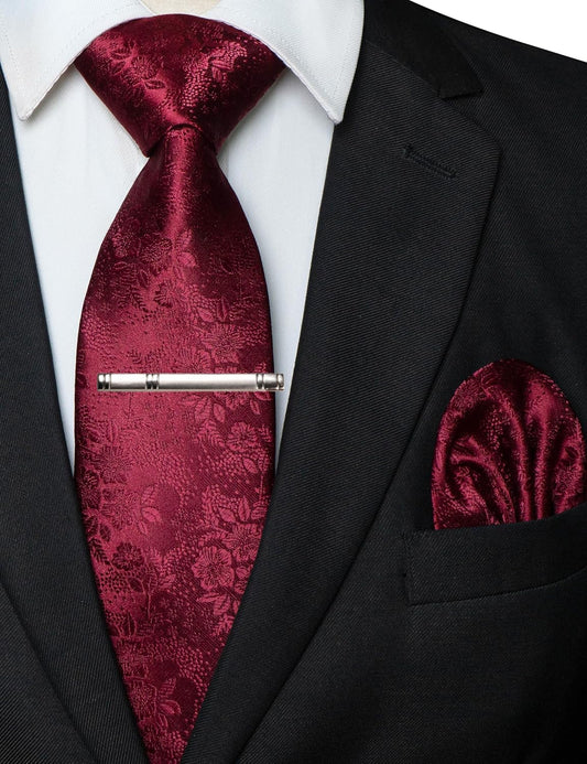 JEMYGINS Conjuntos de corbata floral y pañuelo de bolsillo con clip...