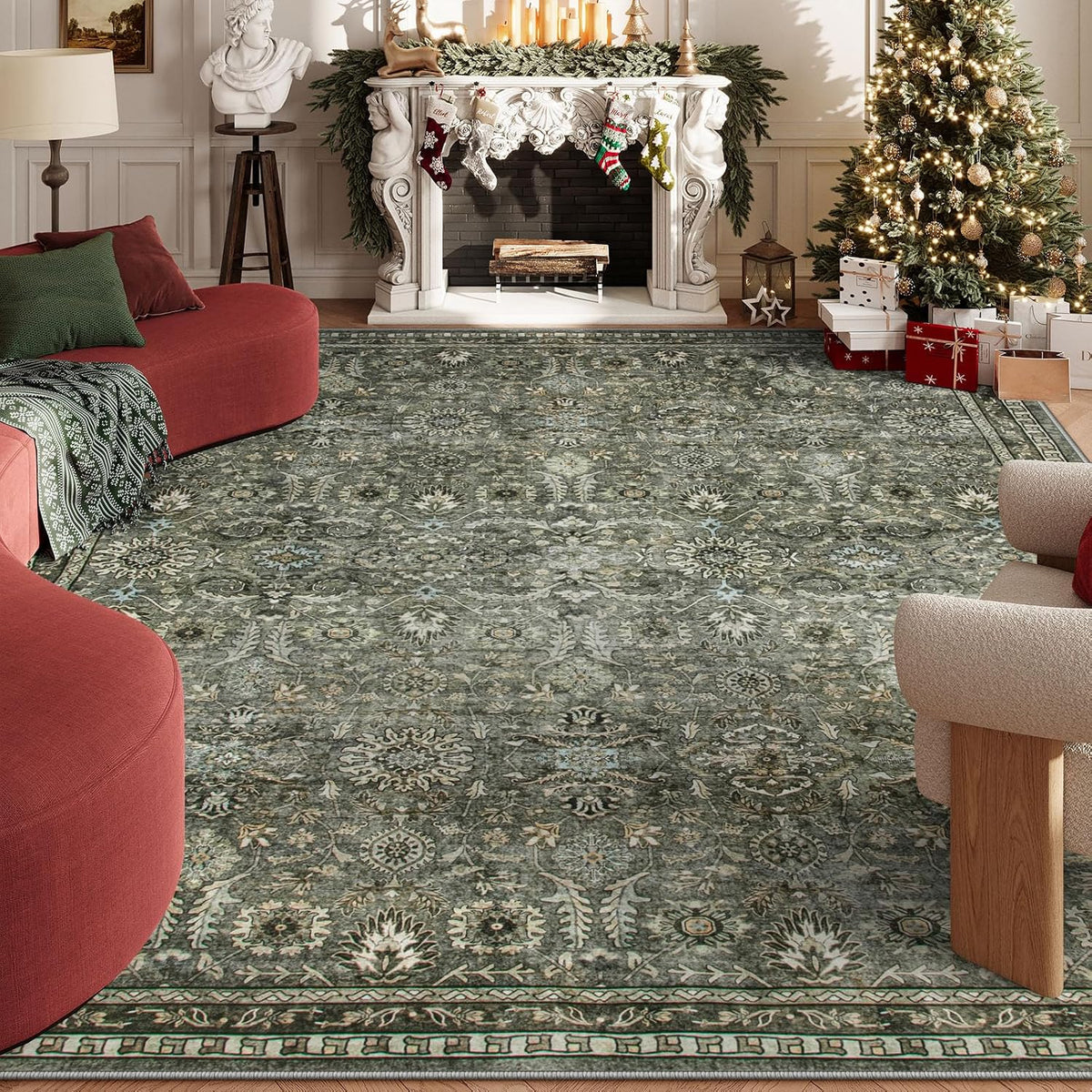 Lahome Alfombras grandes de 10 x 14 para sala de estar, color verde...