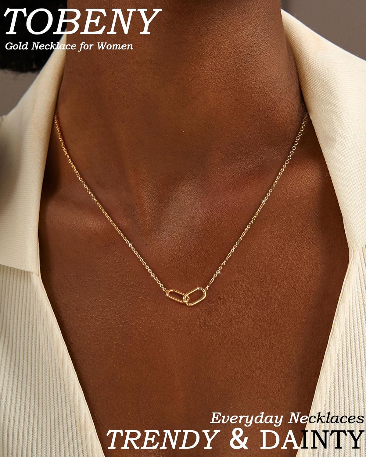 TOBENY Collar de oro para mujer, moderno, chapado en oro de 14 quil...