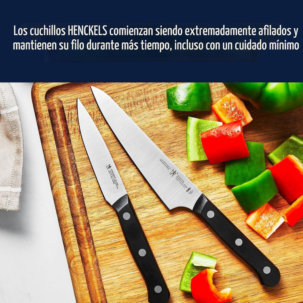 Henckels Solution - Juego de cuchillos de 7 piezas, afilado para ma...