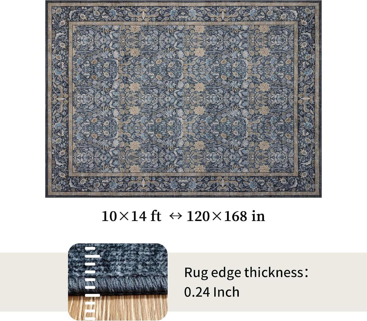 Ruicharm Alfombra lavable para sala de estar: Alfombra bohemia flor...