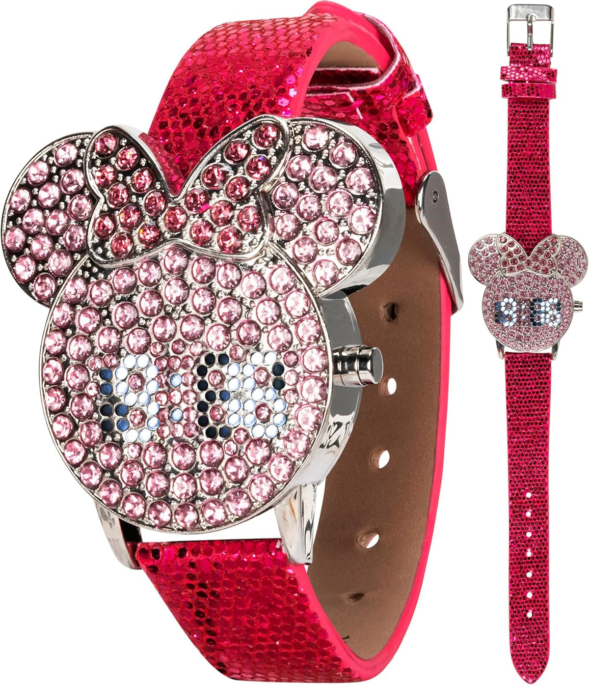 Disney Minnie Mouse - Reloj LED para niñas con esfera de cristal y...