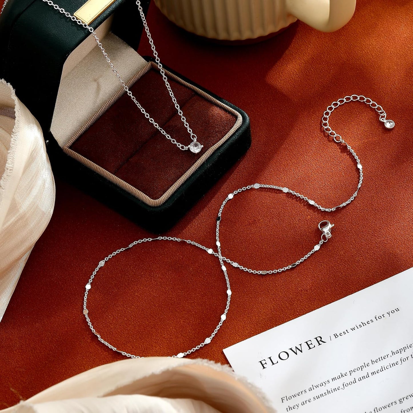 Coshilta Collares de oro en capas para mujer, chapado en plata de l...