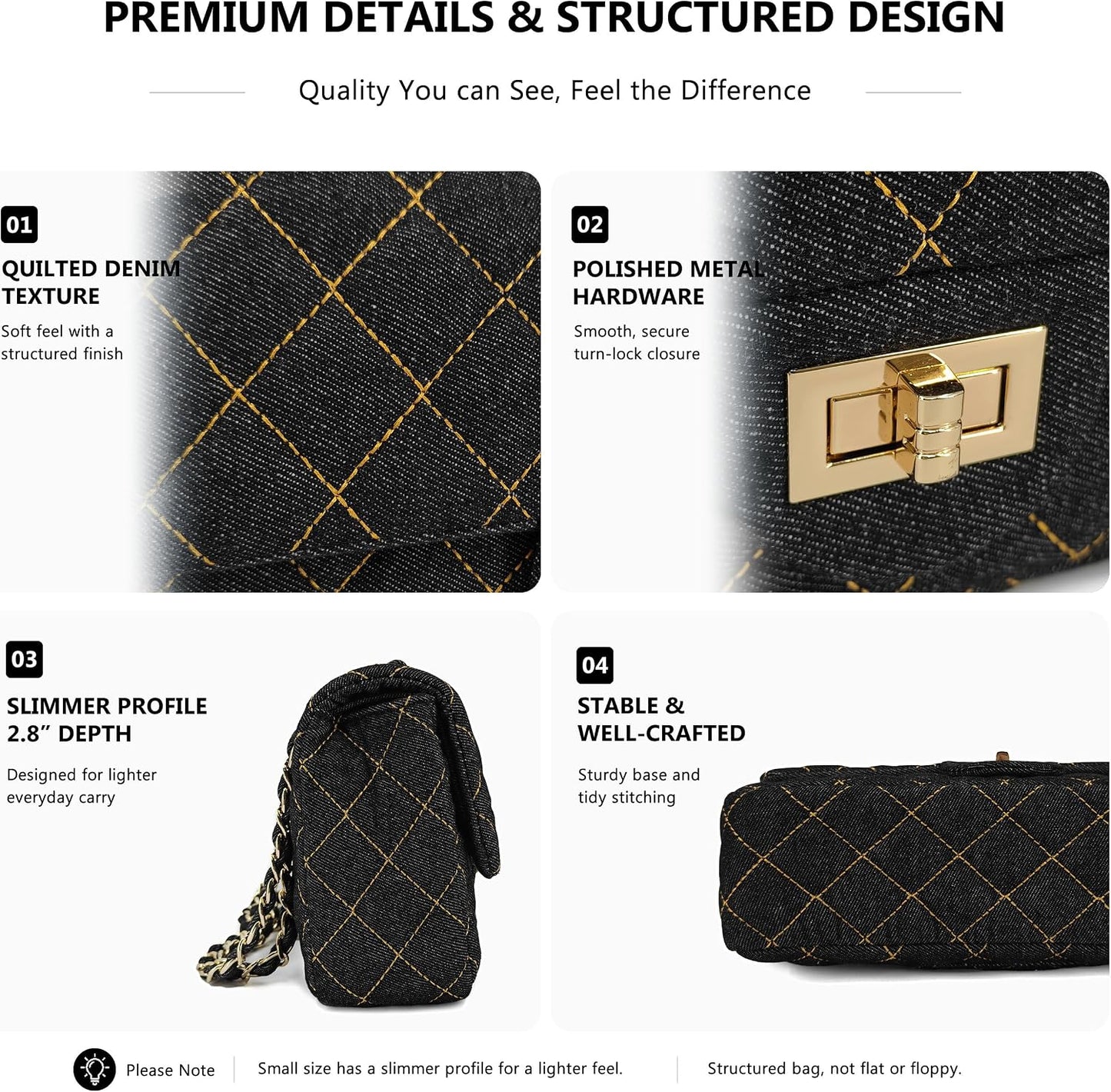 M-ioi-M Bolsos cruzados acolchados de mezclilla para mujer, bolsos...