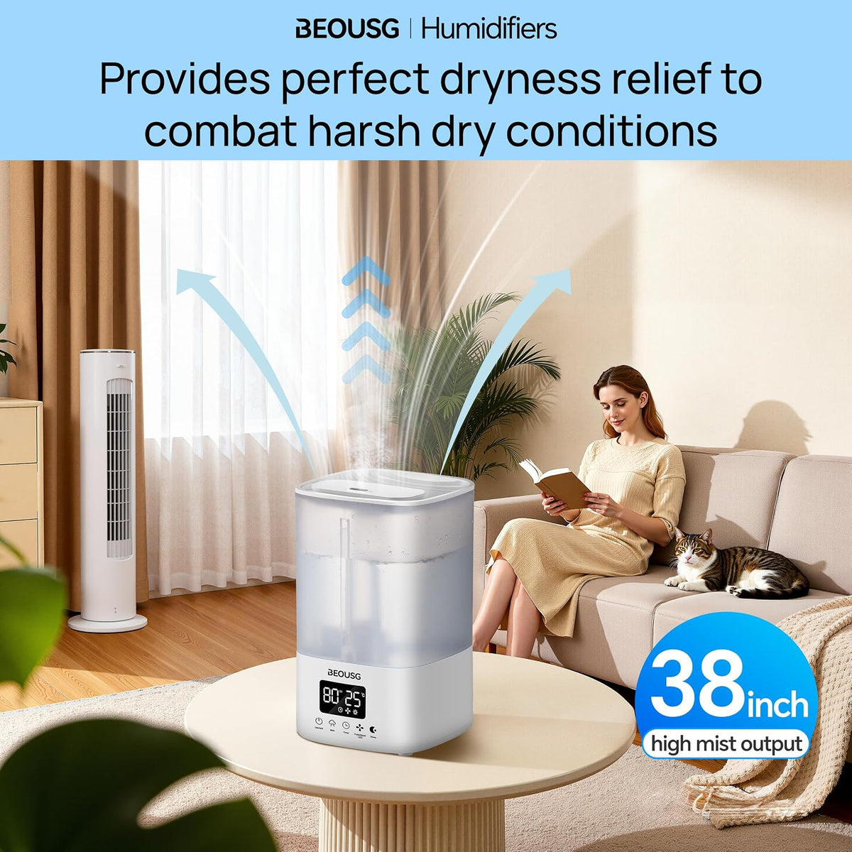 BEOUSG Humidificador ultrasónico de llenado superior de 5L, humidif...