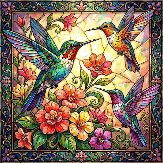 Rompecabezas de 1000 piezas de flores de colibrí vintage para adult...